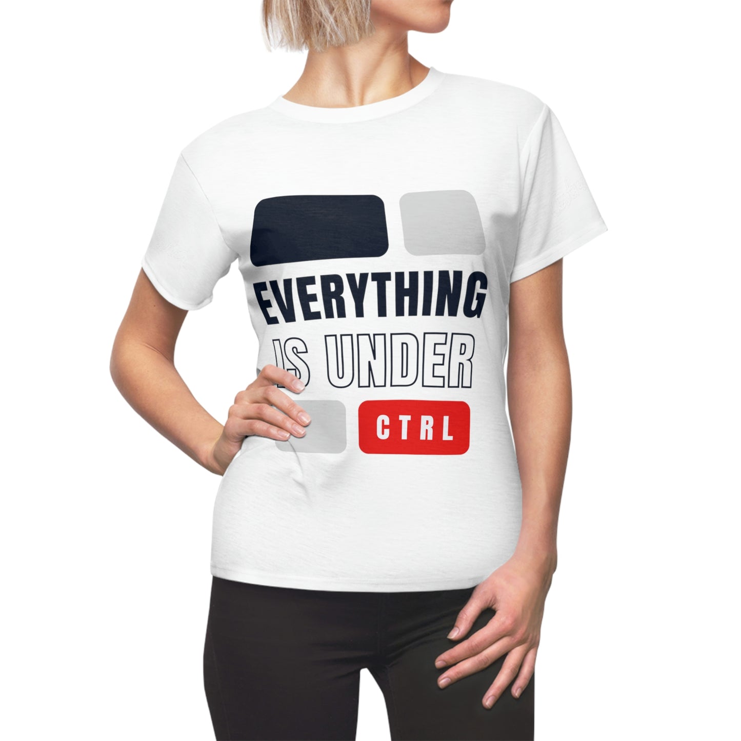 Word Art Collection - Women's Cut & Sew Tee (AOP) - Under CTRL in White
