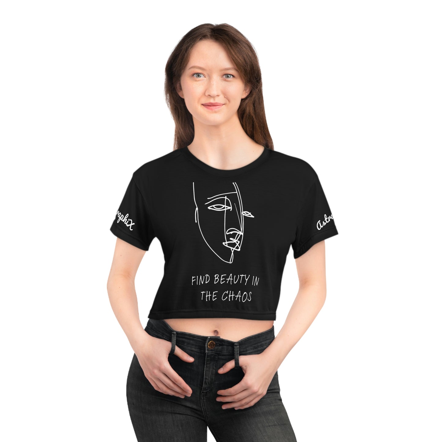 Word Art Collection - AOP Crop Tee - Beauty in Chaos in Black