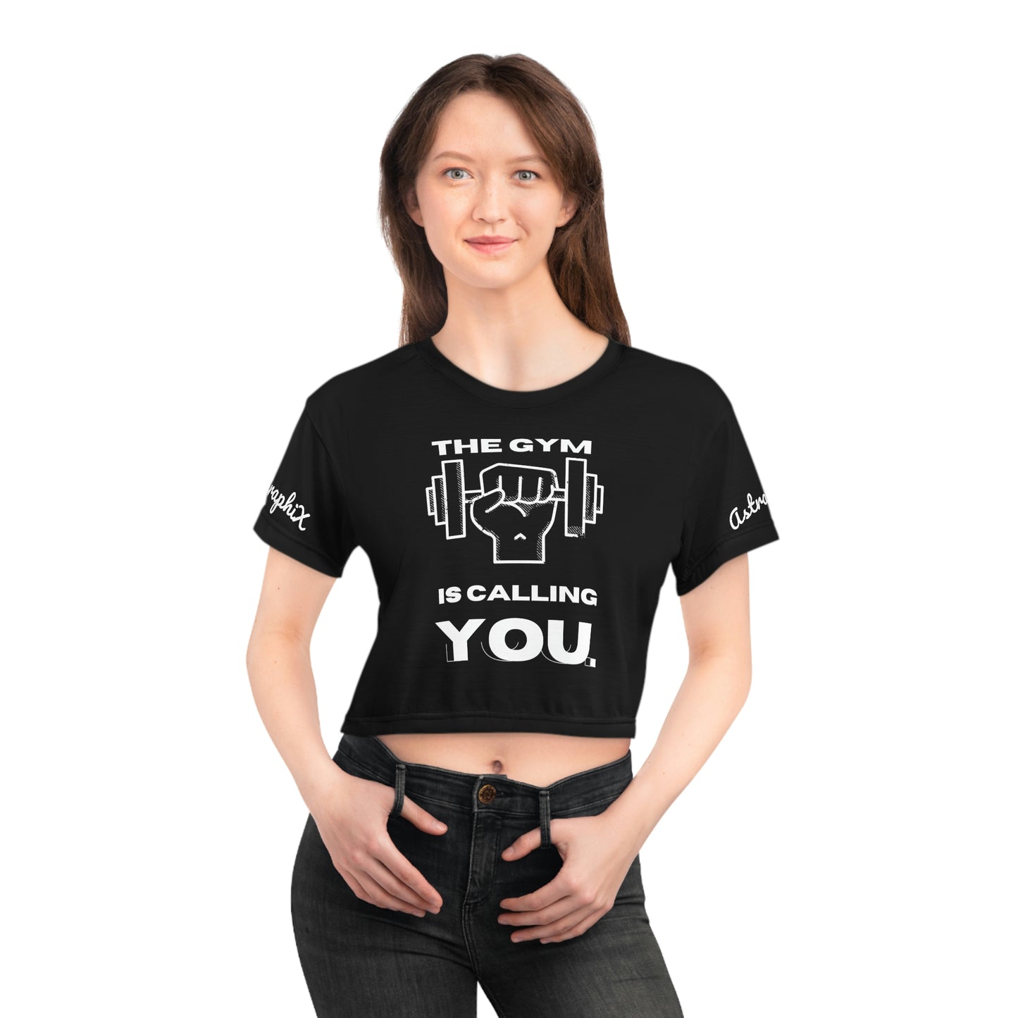 Word Art Collection - AOP Crop Tee - The Gym v1 in Black