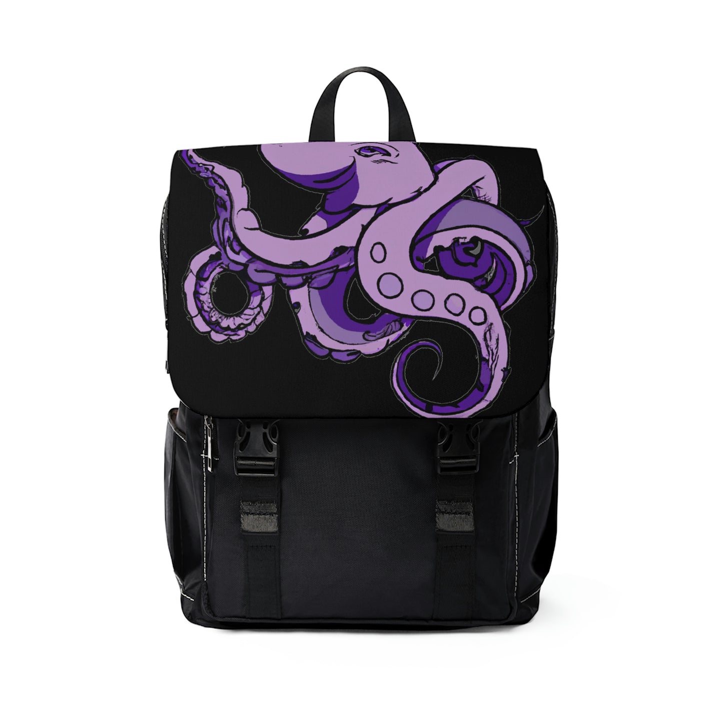 Animal Collection - Unisex Casual Shoulder Backpack - Purple Octopus V1