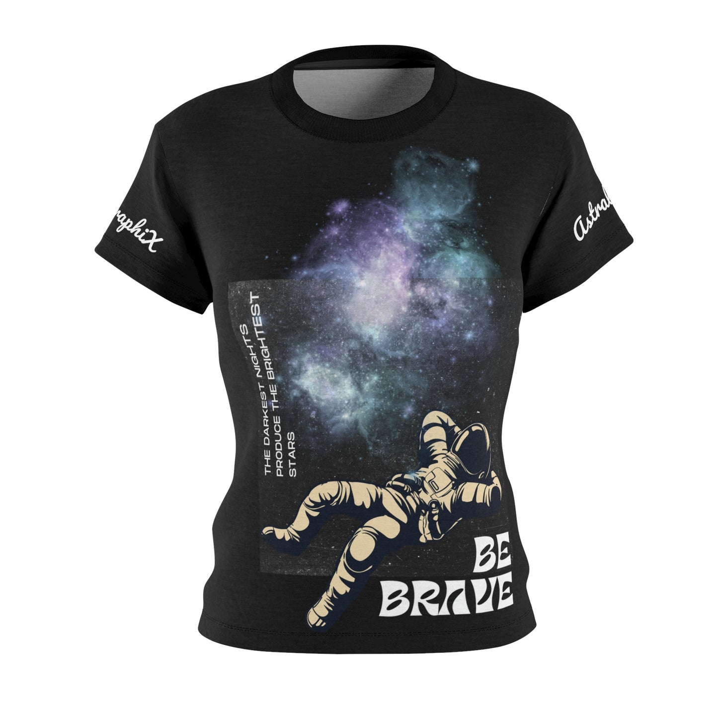 Word Art Collection - Women's Cut & Sew Tee (AOP) - Be Brave in Black