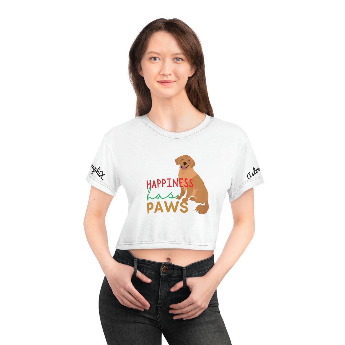 Animal Collection - AOP Crop Tee - Has Paws v2 in White
