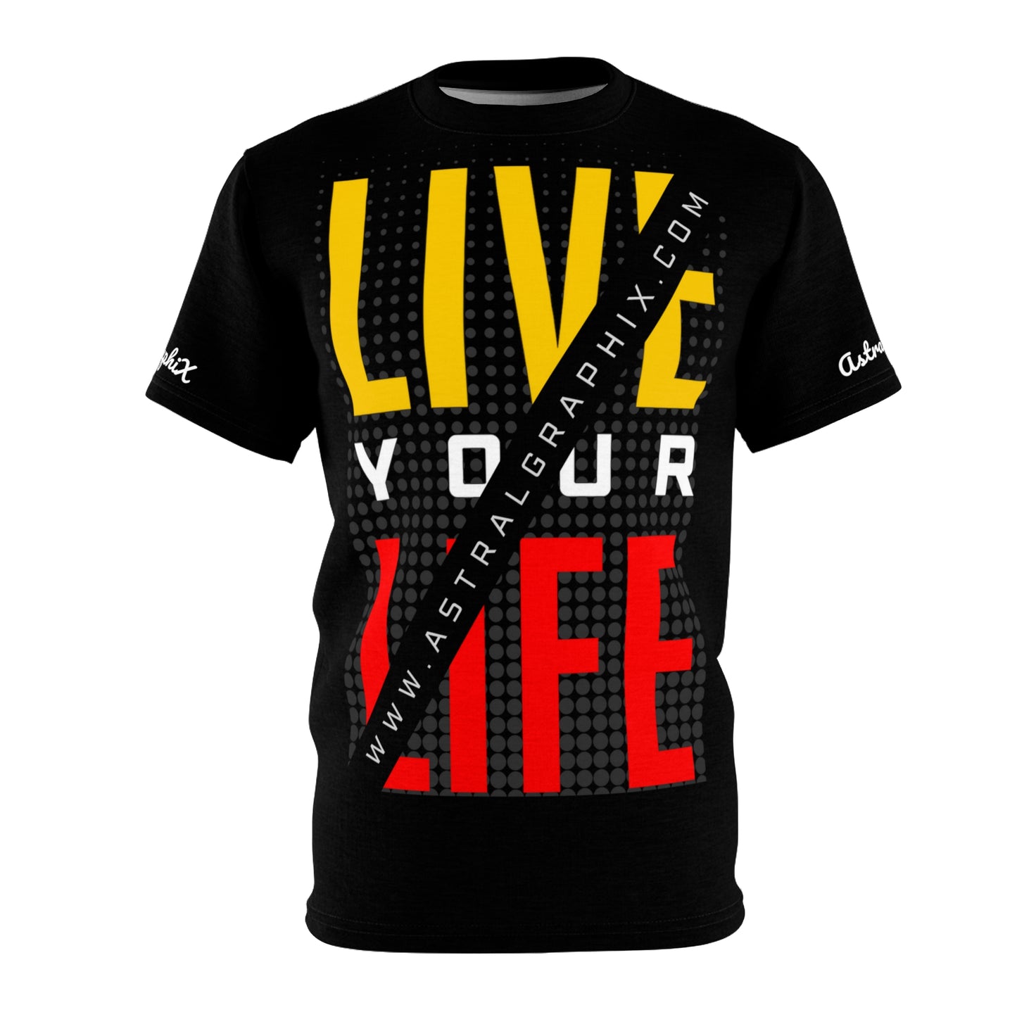 Word Art Collection - Unisex AOP Cut & Sew Tee - Live in Black