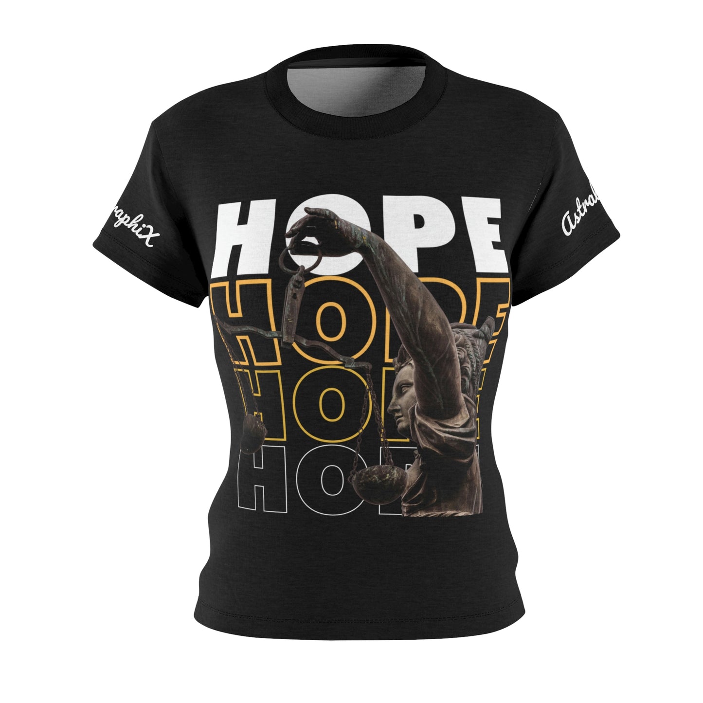Word Art Collection - Women's Cut & Sew Tee (AOP) - Hope in Black