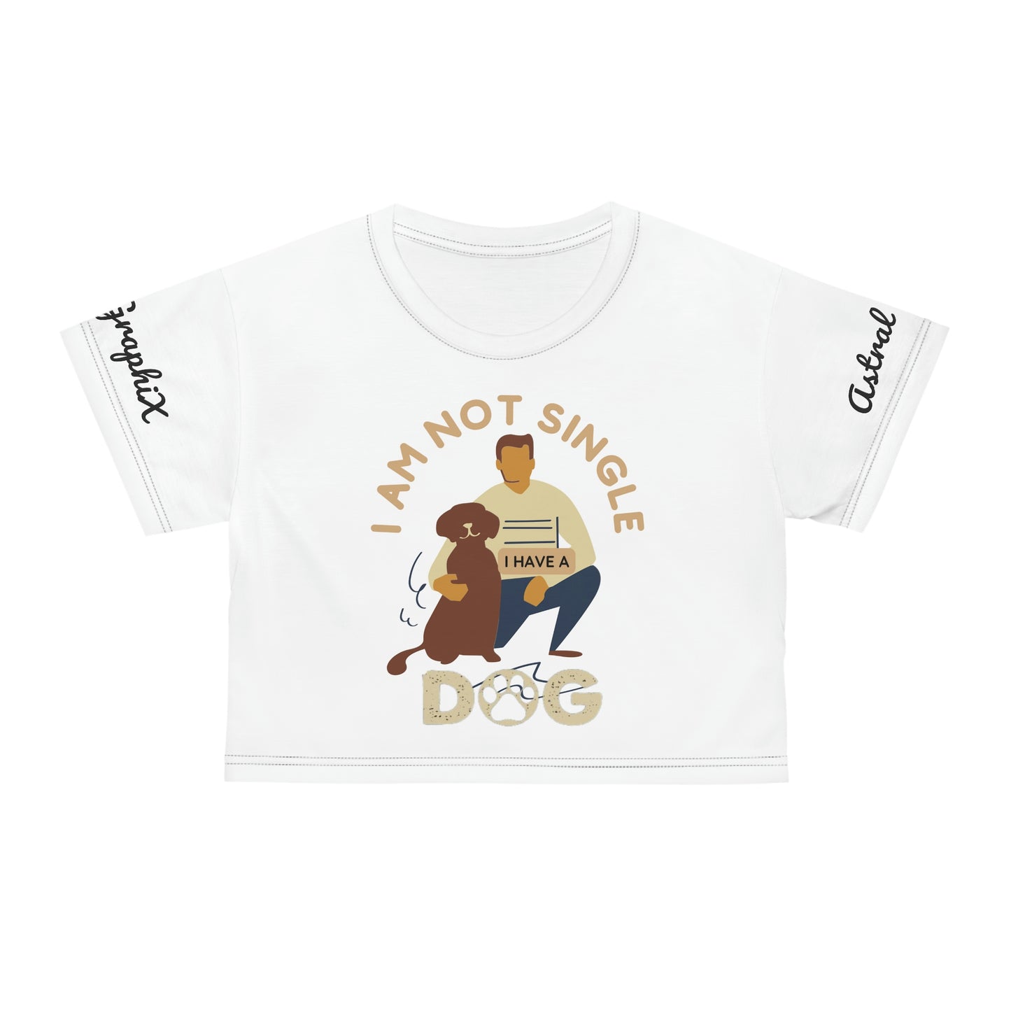Word Art Collection - AOP Crop Tee - Not Single|Have Dog in White