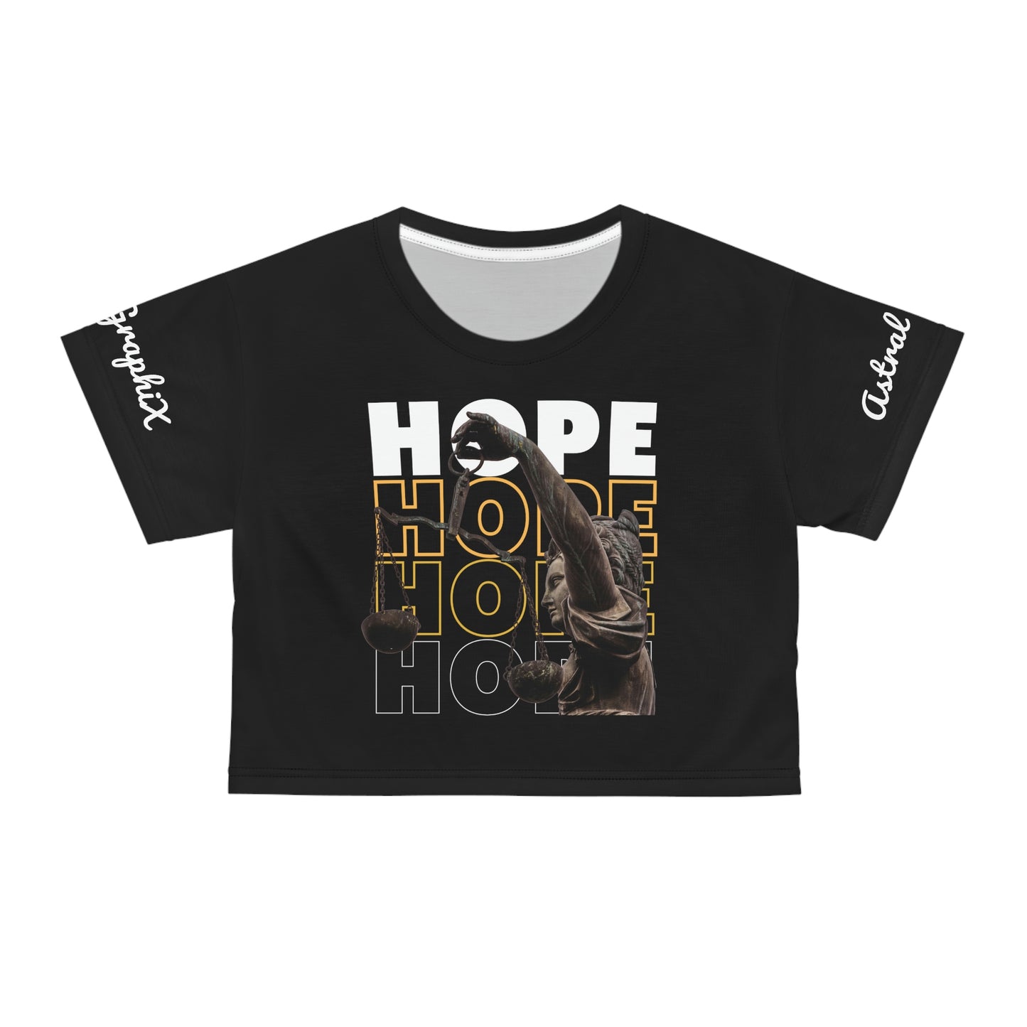 Word Art Collection - AOP Crop Tee - Hope v1 in Black
