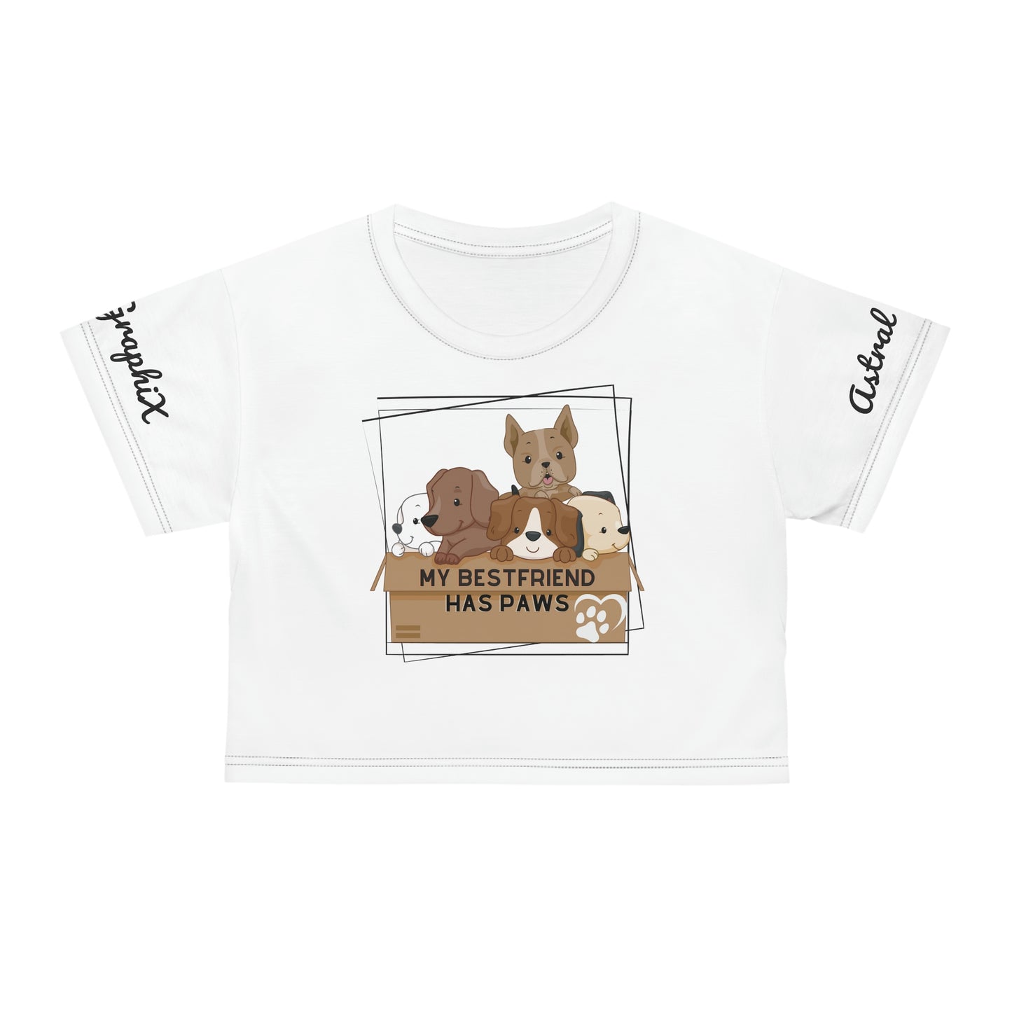 Animal Collection - AOP Crop Tee - Has Paws in White
