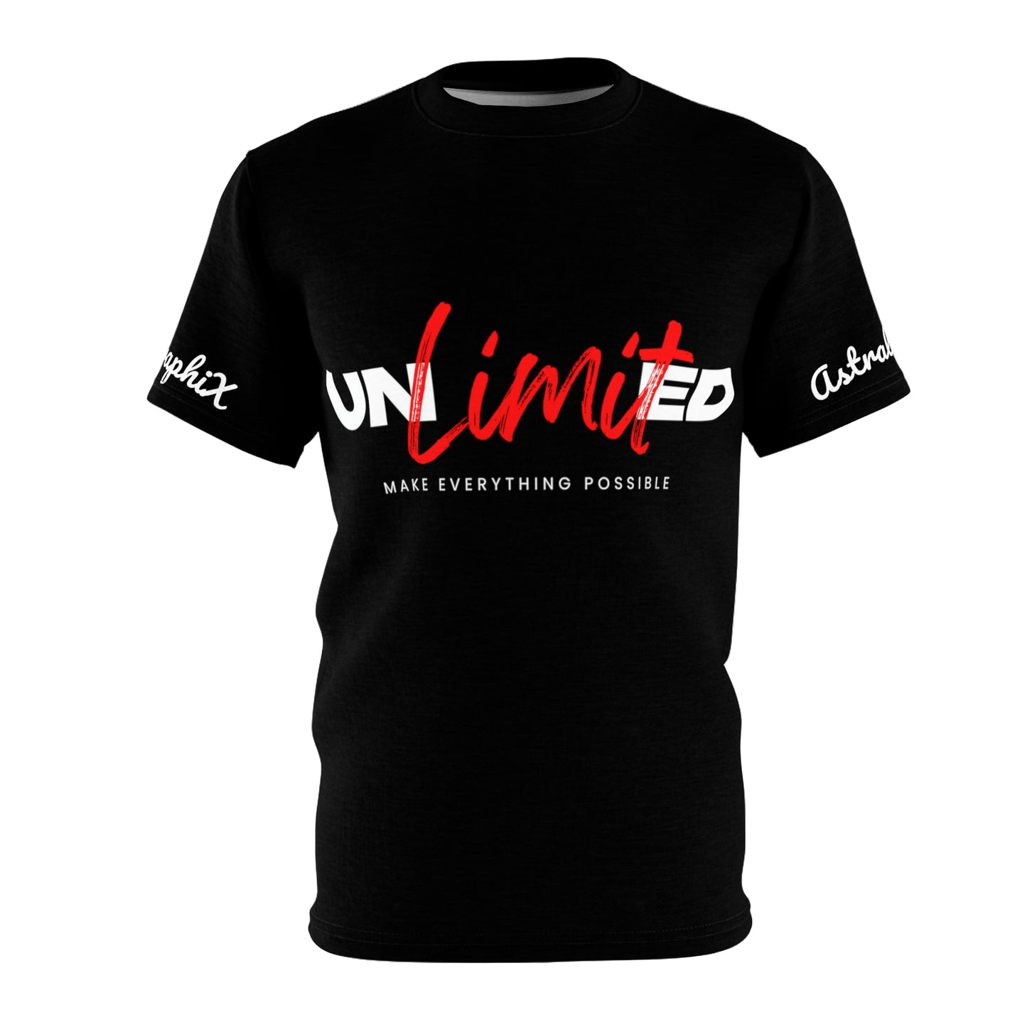 \Word Art Collection - Unisex AOP Cut & Sew Tee - Unlimited in Black