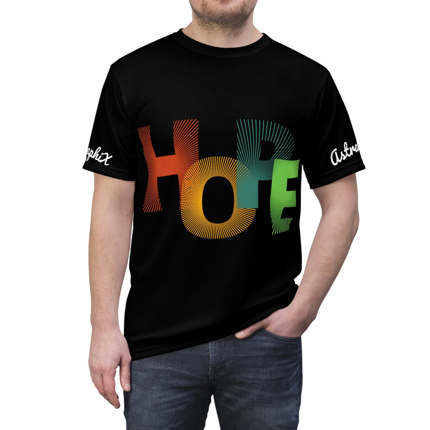 Word Art Collection - Unisex AOP Cut & Sew Tee - Hope v2 in Black