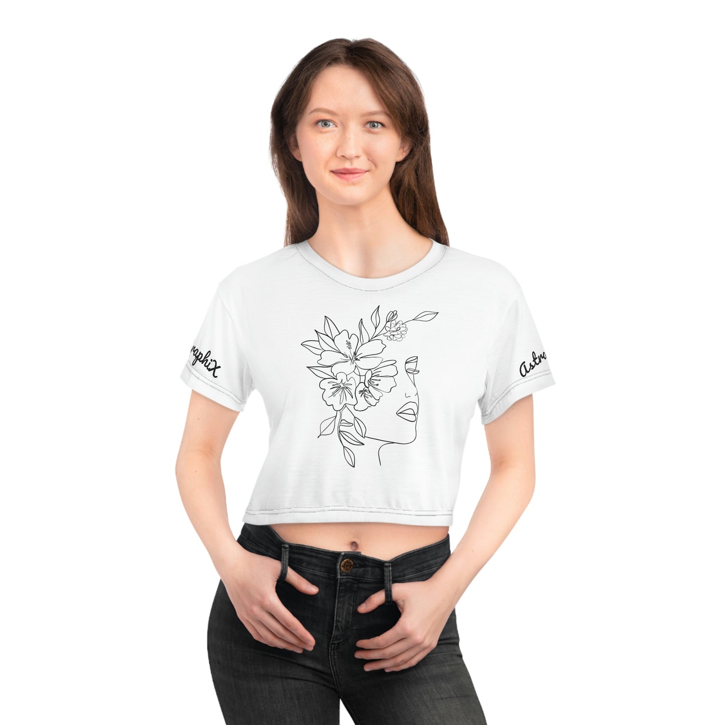 Art Work Collection - AOP Crop Tee - Mind of Flowers in White