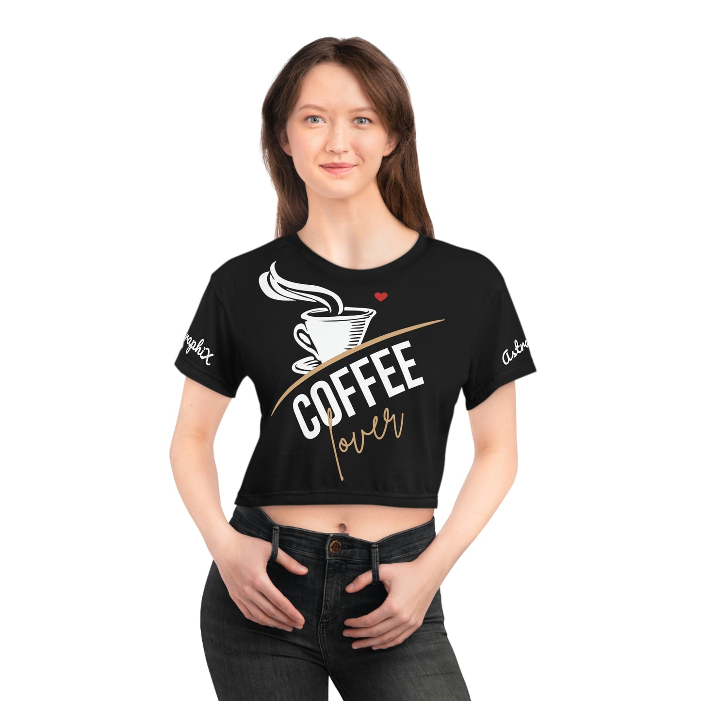 Word Art Collection - AOP Crop Tee - Coffee Lover in Black