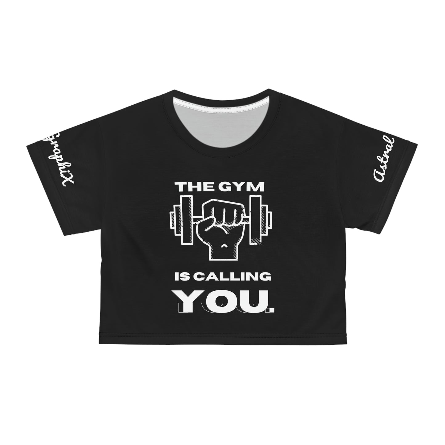Word Art Collection - AOP Crop Tee - The Gym v1 in Black