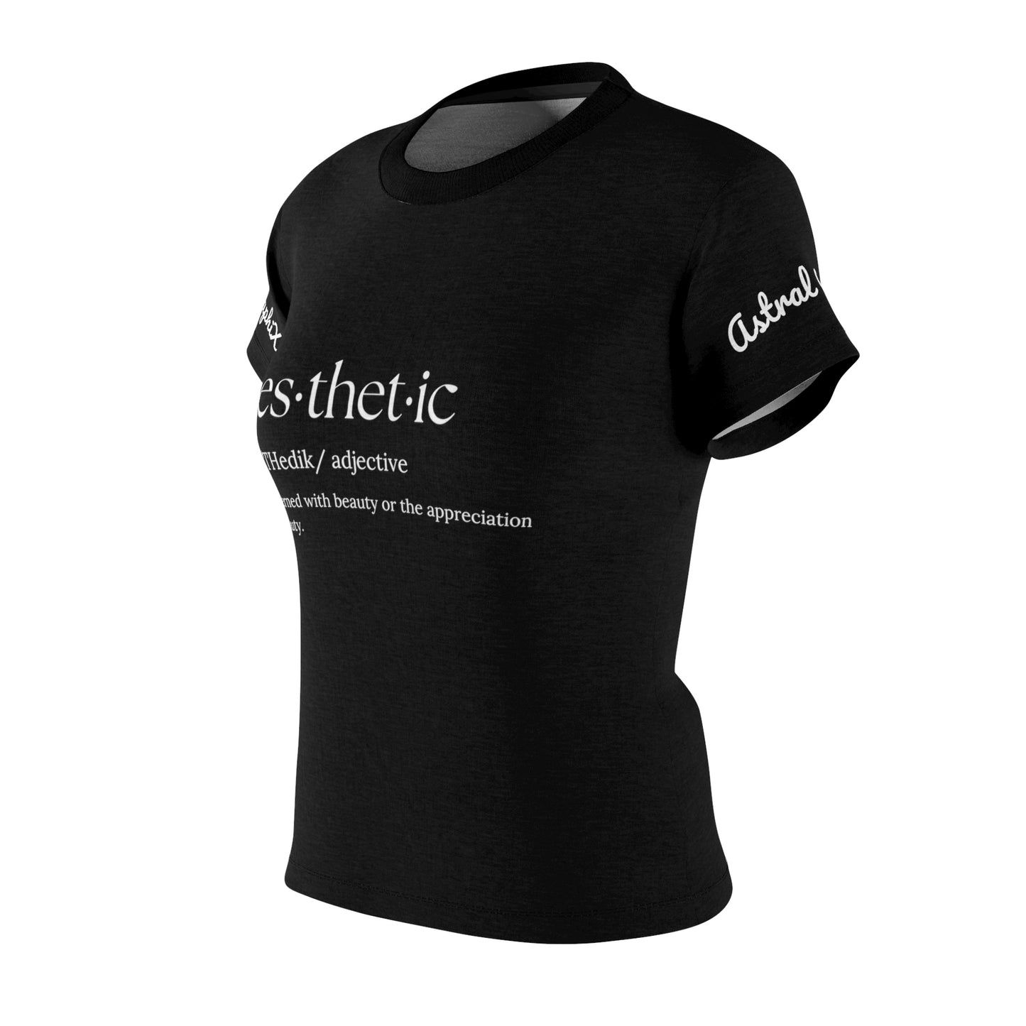 Word Art Collection - Women's Cut & Sew Tee (AOP) - Aes-thet-ic in Black