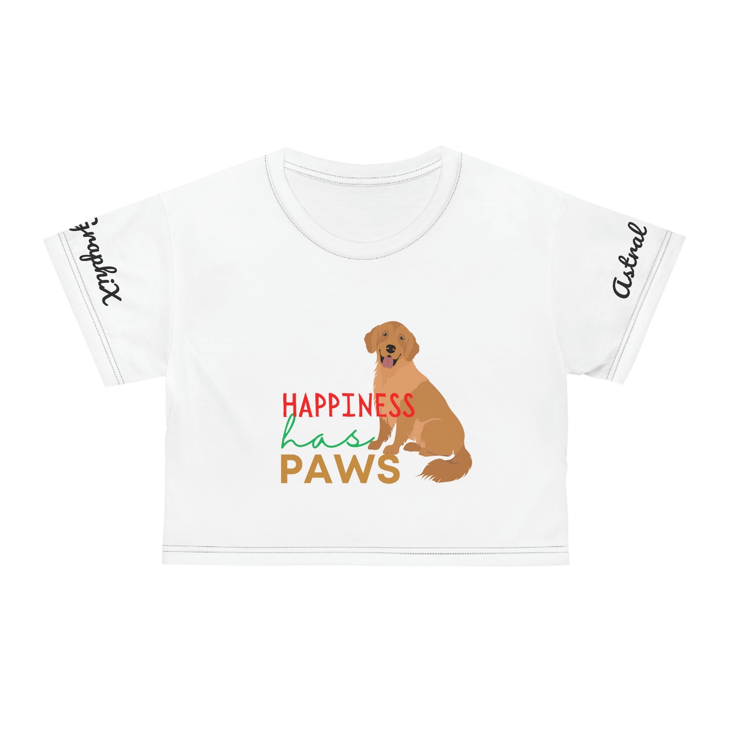 Animal Collection - AOP Crop Tee - Has Paws v2 in White