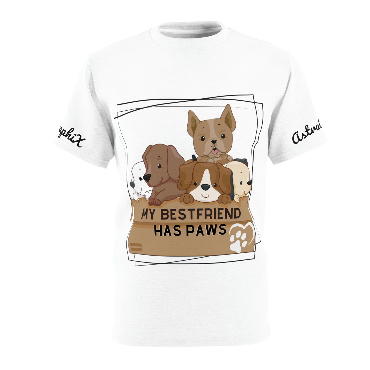 Word Art Collection - Unisex AOP Cut & Sew Tee - Has Paws v1 in White