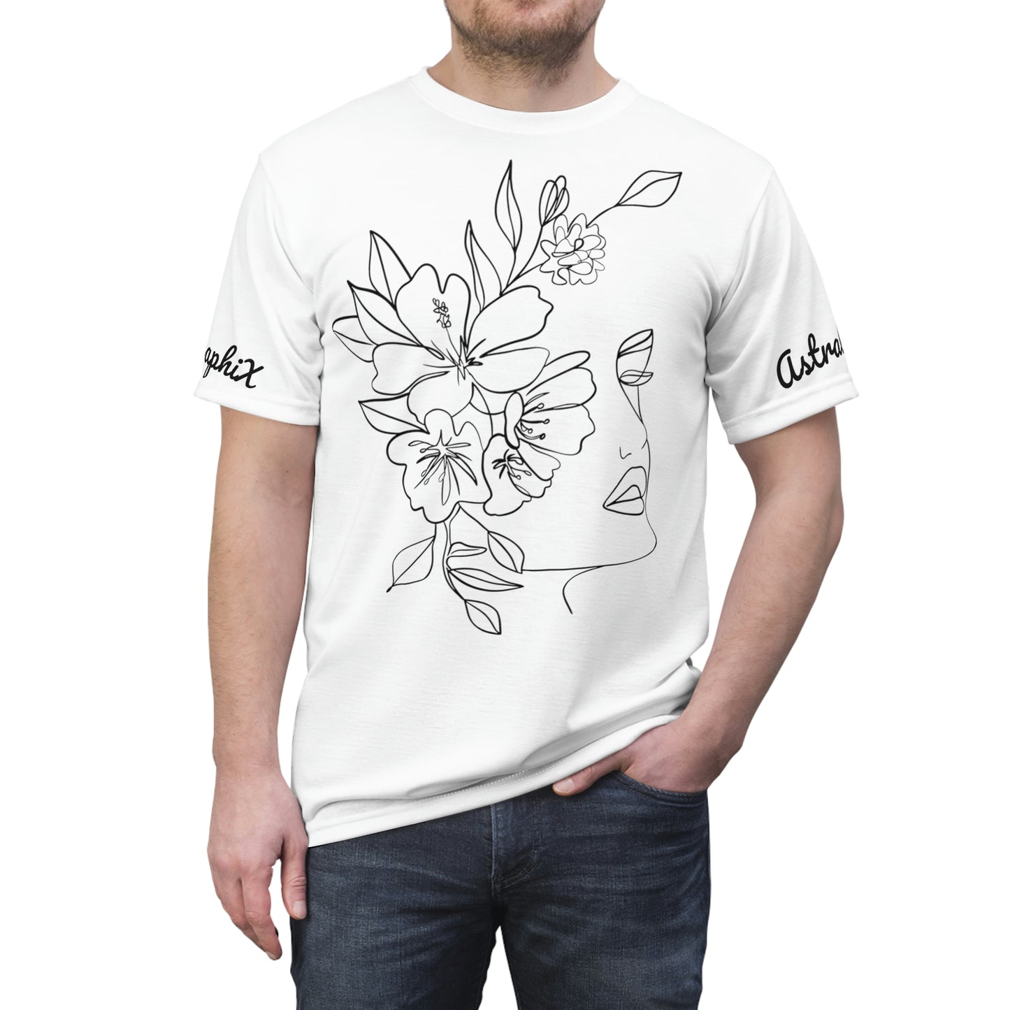 Art Work Collection - Unisex AOP Cut & Sew Tee - Mind of Flowers in White