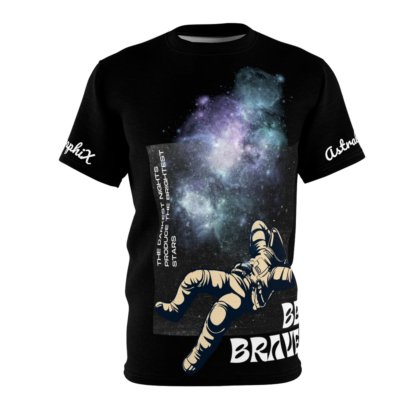 Word Art Collection - Unisex AOP Cut & Sew Tee - Be Brave in Black
