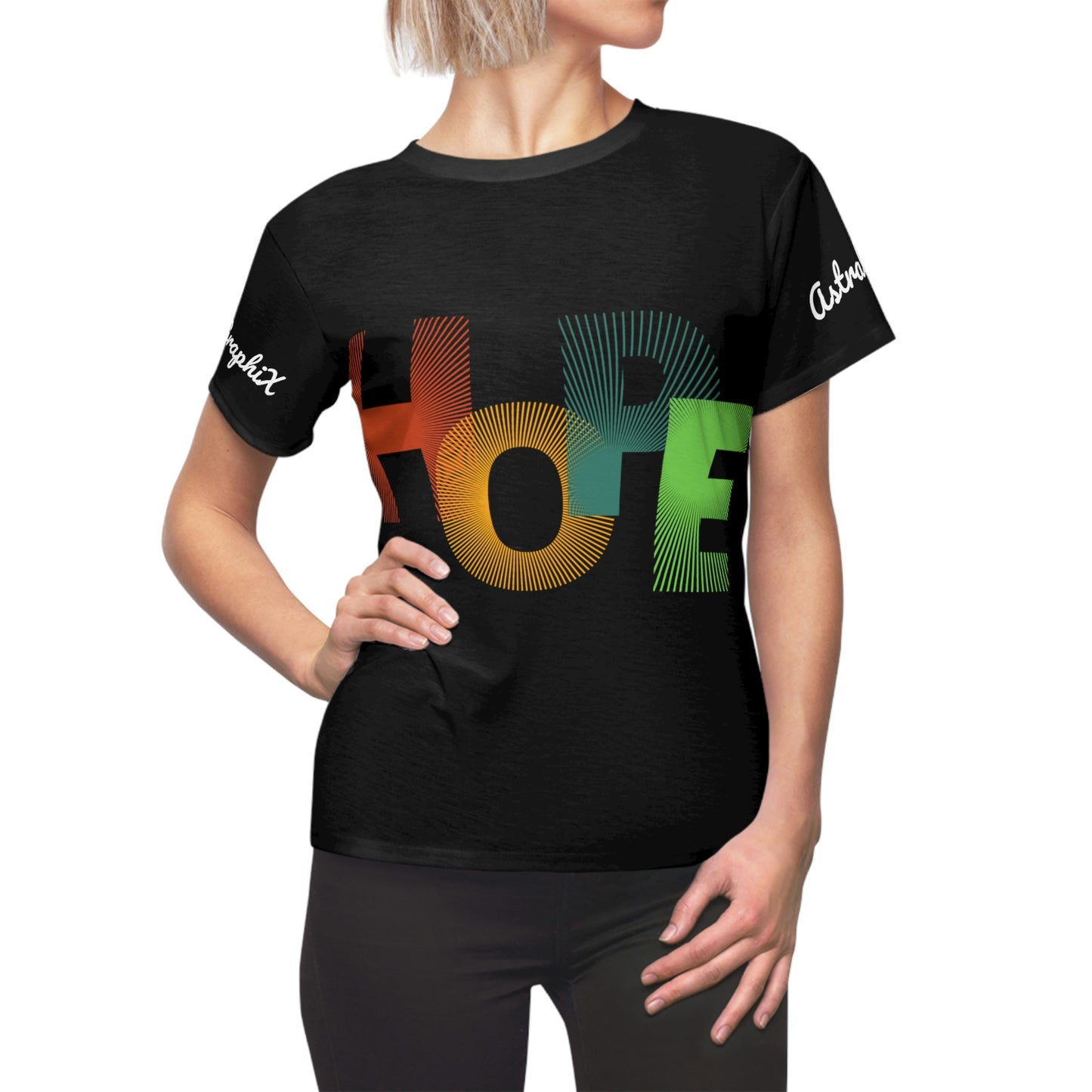Word Art Collection - Women's Cut & Sew Tee (AOP) - Hope v2 in Black