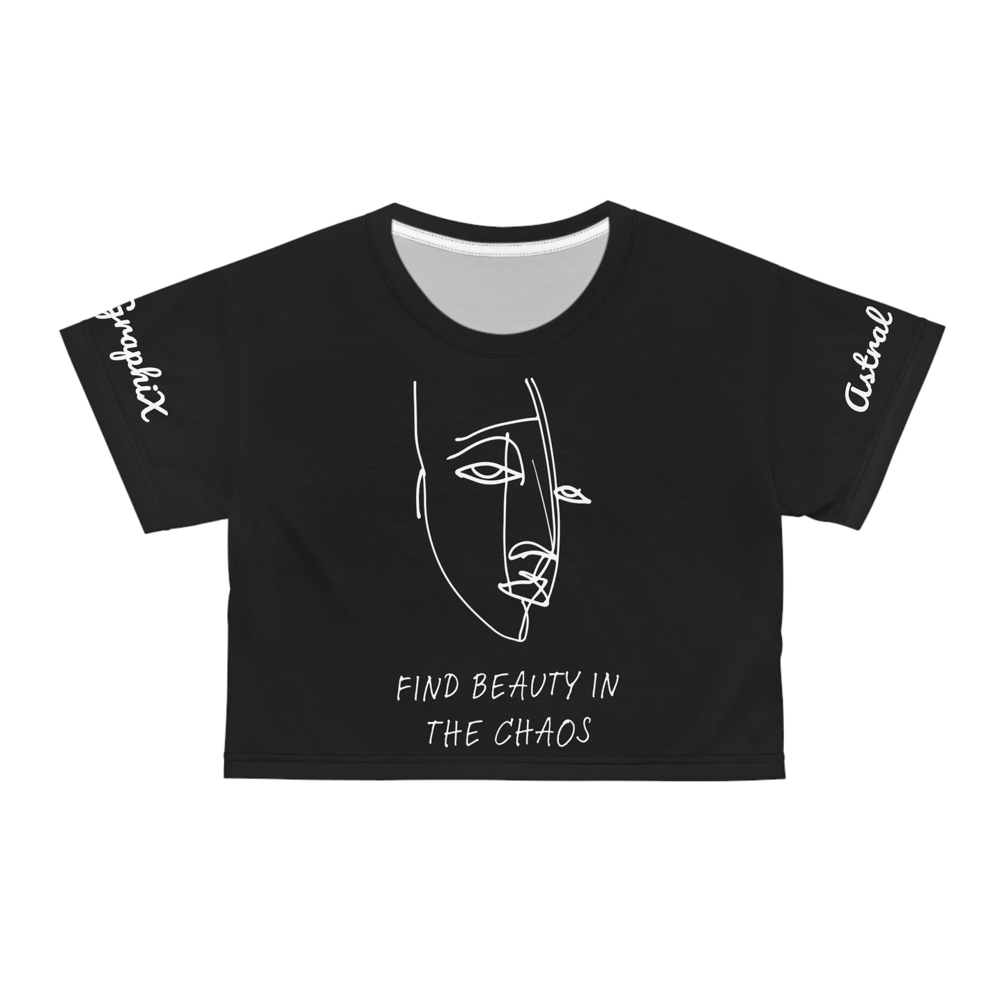 Word Art Collection - AOP Crop Tee - Beauty in Chaos in Black